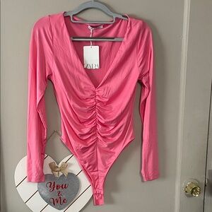 Zara Vivid Pink Long Sleeve Bodysuit